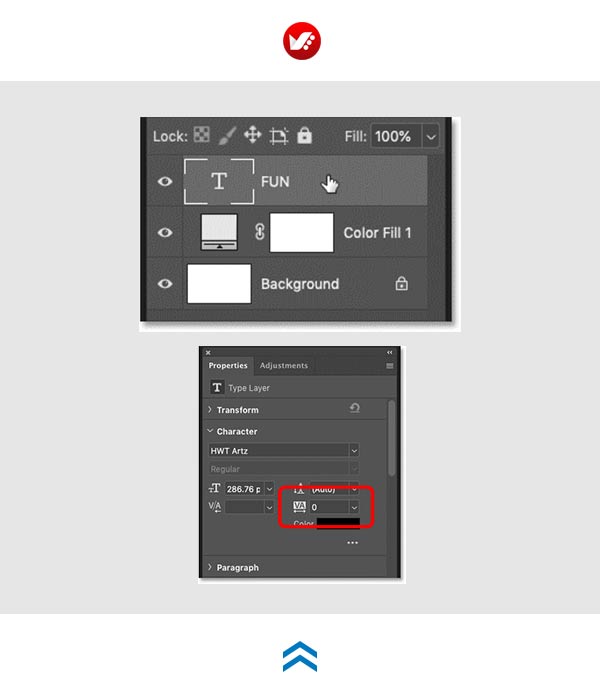 photoshop_pouyaandish_2020_text_image_113 تنظیم فاصله کلمات در فتوشاپ