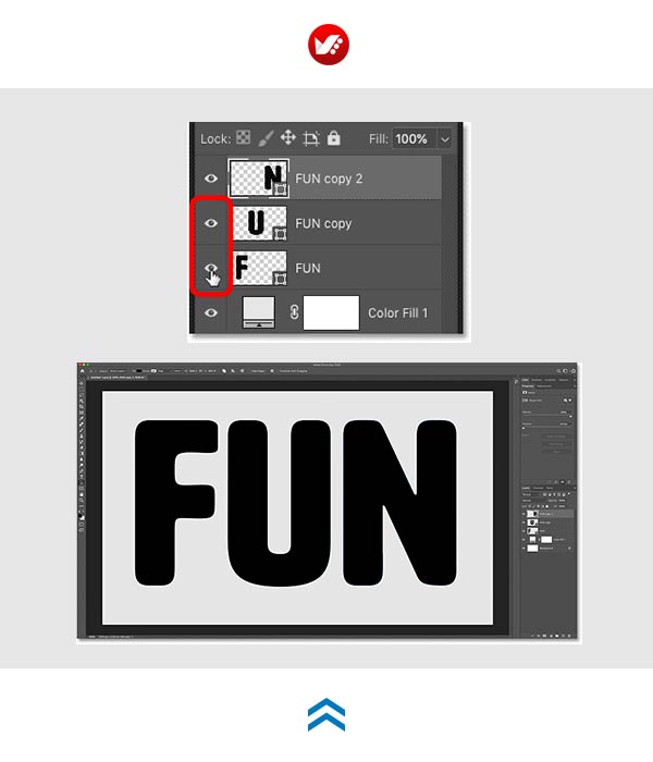 photoshop_pouyaandish_2020_text_image_129 لایه لایه کردن حروف یک کلمه