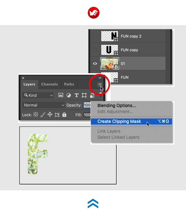 photoshop_pouyaandish_2020_text_image_136 نحوه کارکرد clipping mask با فتوشاپ