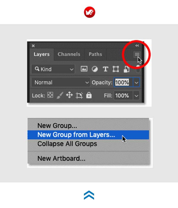photoshop_pouyaandish_2020_text_image_149 چگونه در فتوشاپ گروه ایجاد کنیم ؟