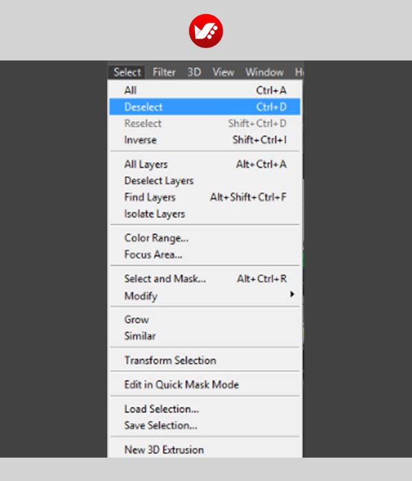 photoshop_shortcut_12 کلید میانبر لغو انتخاب ناحیهی انتخاب شده در فتوشاپ