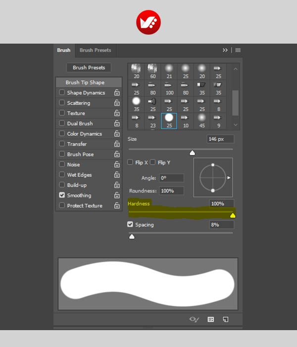 photoshop_shortcut_18 کلید میانبر افزایش و کاهش سختی قلم در فتوشاپ