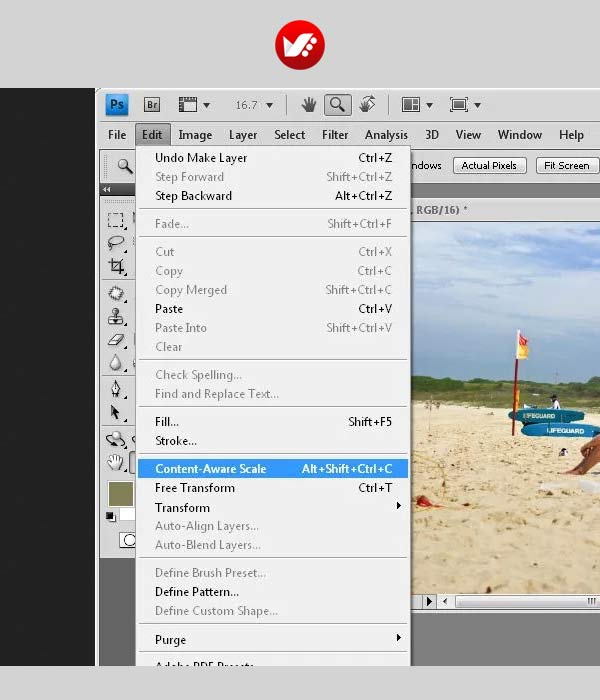 photoshop_shortcut_30 کلید میانبر ابزار Content Aware Scale در فوشاپ