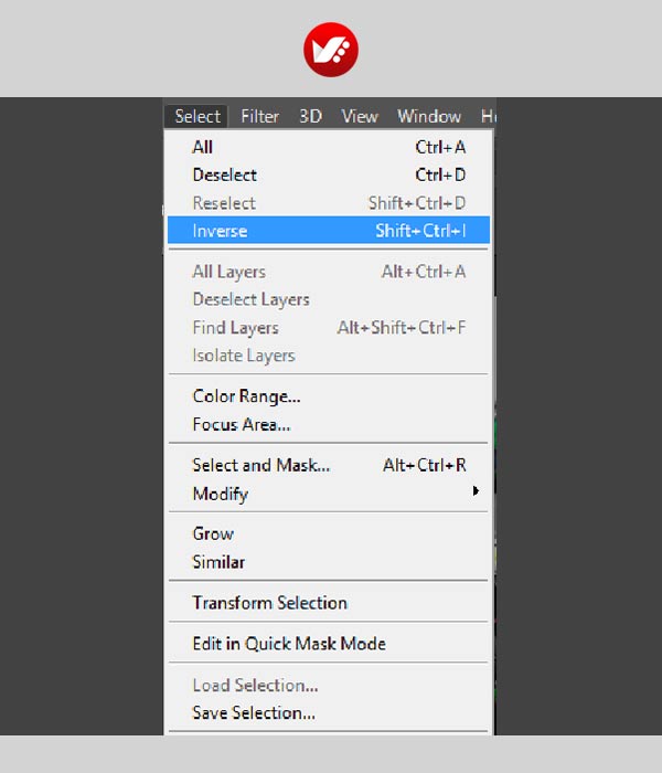 photoshop_shortcut_6 کلید میانبر Invert Selection در فتوشاپ