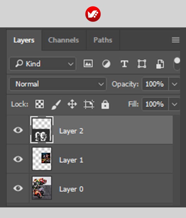 photoshop_shortcut_9 کلید میانبر انتخاب بالاترین لایه در فتوشاپ