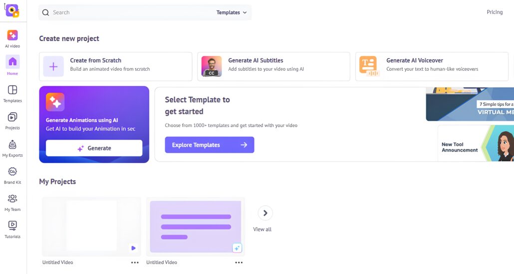سایت هوش مصنوعی موشن گرافیک animaker